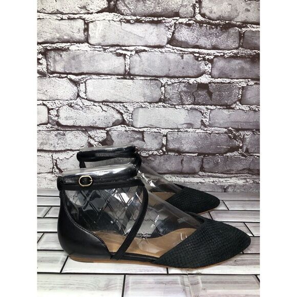 UGG IZABEL Mar Black Leather Ankle Wrap Flats Shoes Women Sz 8M US/39EU 1007163 - Picture 1 of 16